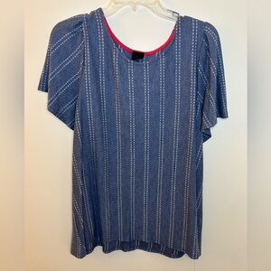 Chambray Blue Striped Women's Knit Top